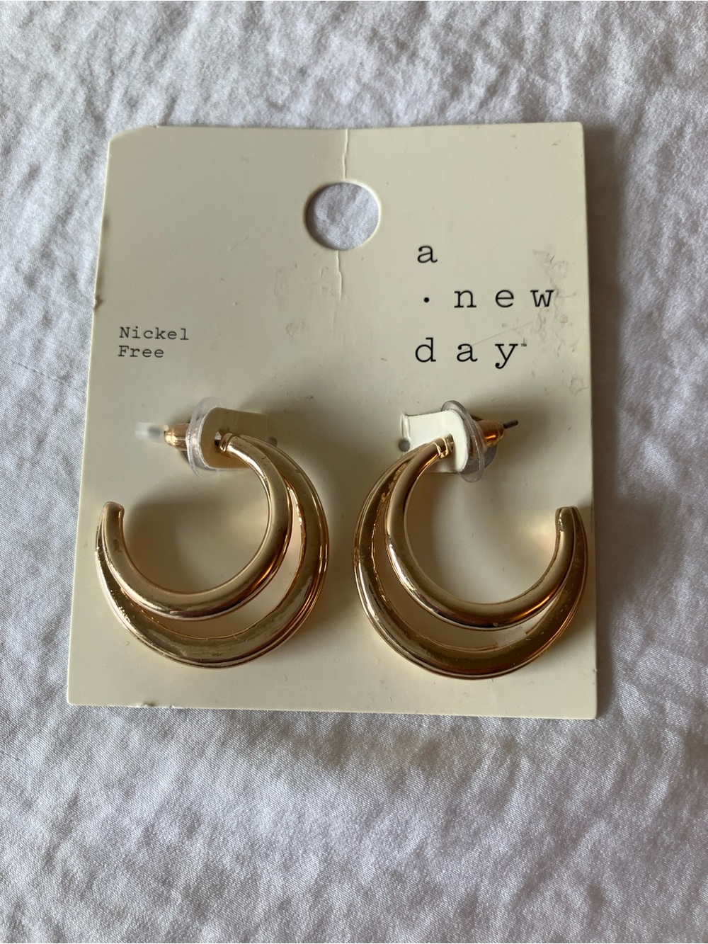 a new day: Gold Tone Double Crescent Hoop Earrings